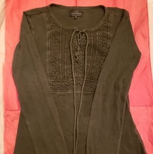 Womens Lucky Brand Long Sleeve Gray Blouse